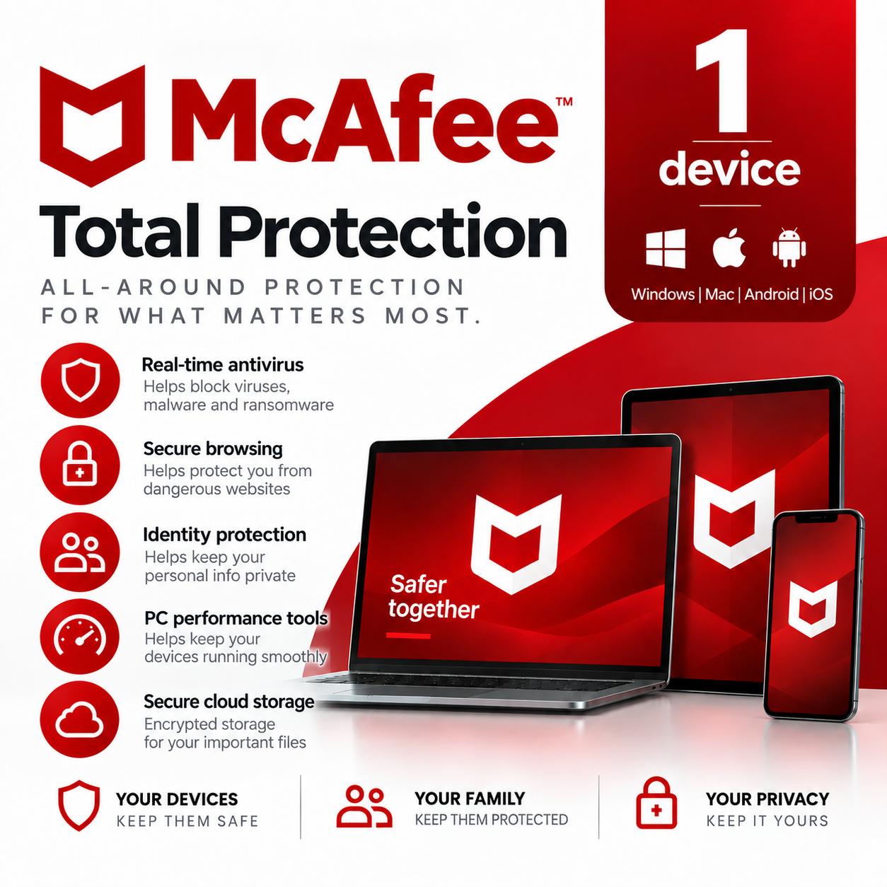 McAfee Total Protection 1 User 1 Year License Key