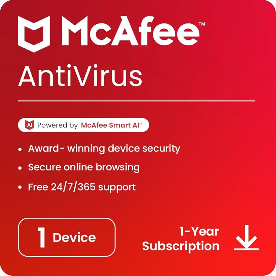 McAfee AntiVirus 1 User 1 Year