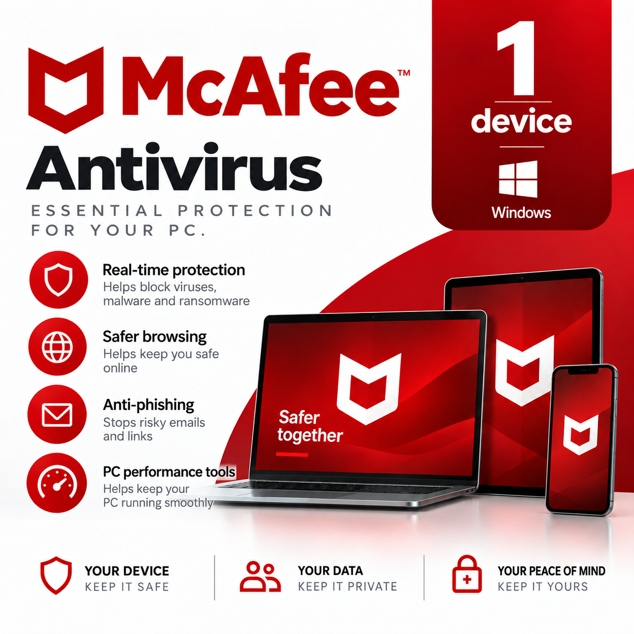 McAfee AntiVirus 1 User 1 Year